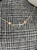 Sterling Silver 18" Singapore Chain with Sideways Cross & Pink Coral