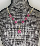 Sterling Silver 18" Curb Chain "Y" Necklace w/Cutout Center Heart and Pink Swarovski Elements