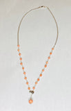 Sterling Silver Genuine Pink Coral Beads Drop Curb 18" Necklace