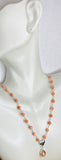 Sterling Silver Genuine Pink Coral Beads Drop Curb 18" Necklace