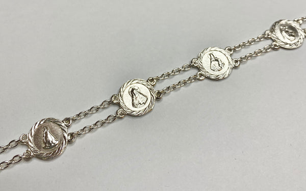 Sterling Silver Catholic Saints 11mm 8 1/2" Bracelet