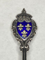 Vintage Sterling Silver & Enamel Fleur-de-Lis Crest Souvenir Spoon Montreal Canada