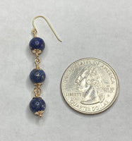 Vintage 14 Karat Yellow Gold and Lapis Lazuli Beads Dangle Earrings