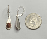 Sterling Silver Brown Goldstone Venturina Fleur-de-Lis Leverback Dangle Earrings