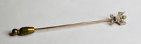 Vintage 18K Gold Edwardian Diamond & Sapphire Fleur-de-Lis Tie Stick Pin c. 1900