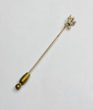 Vintage 18K Gold Edwardian Diamond & Sapphire Fleur-de-Lis Tie Stick Pin c. 1900