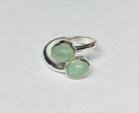 Sterling Silver Genuine Burmese Jadeite 8mm x 6mm Cabochon Bypass Ladies Ring