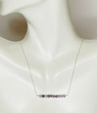 Sterling Silver Genuine 3mm Gemstones Bar Rolo Link Necklace (16" or 18")