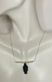 14K Yellow Gold Filled Vintage Blackamoor & Freshwater Pearl Bar 17" Necklace