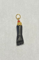 14 Karat Yellow Gold Genuine Azabache Jet & Coral Bead Mano Figa Hand Charm (1.03" Total Length)