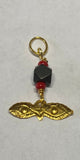 14Kt Yellow Gold Genuine Azabache Jet/Coral Saint Lucy "Santa Lucia" Eyes Charm