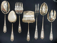 800 Silver Serving 7 Pieces Set, Monogram L, Eugen Marcus, Continental Silver