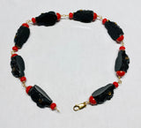 Vintage 1960's Eight Blackamoor & Faux Coral Gold Filled Bracelet