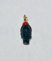 Vintage 1960's New Old Stock 14K Gold Filled Blackamoor & Faux Coral Pendant