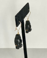 Vintage 1960's New Old Stock 14K Yellow Gold Filled Blackamoor Dangle Earrings