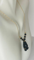 14K Yellow Gold Filled Vintage Blackamoor & Black Onyx 16" Y-style Necklace