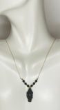 14K Yellow Gold Filled Vintage Blackamoor & Black Onyx 16" Y-style Necklace