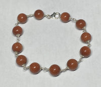 Sterling Silver 10mm Venturina Goldstone 9.5" Bracelet