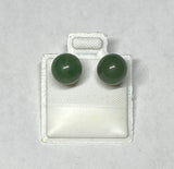 Sterling Silver Genuine 8mm Nephrite Jade Stud Earrings