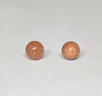 14 Karat Yellow Gold Filled 7mm Goldstone Venturina Stud Earrings