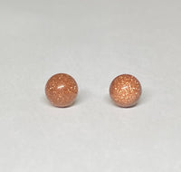 14 Karat Yellow Gold 7mm Goldstone Venturina Stud Earrings