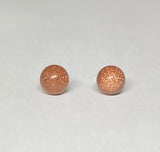 14 Karat Yellow Gold Filled 7mm Goldstone Venturina Stud Earrings