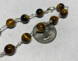 Sterling Silver 9mm Tiger's Eye Beads 8.5" Bracelet