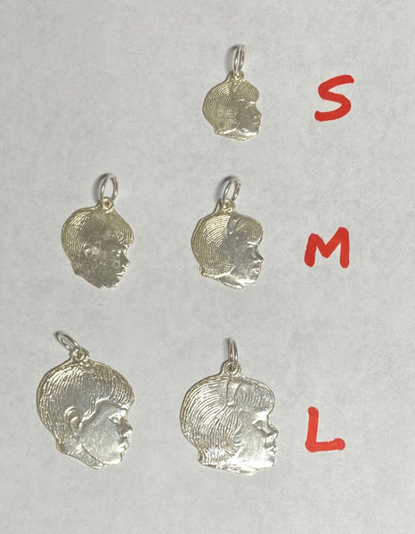 Sterling Silver Child Head Charm (Small, Medium, Large)