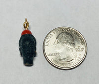 Vintage 1960's New Old Stock 14K Gold Filled Blackamoor & Faux Coral Pendant