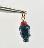 Vintage 1960's New Old Stock 14K Gold Filled Blackamoor & Faux Coral Pendant