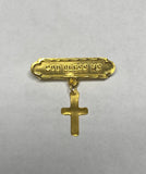 14Kt Yellow Gold "God Bless Me" with Cross Baby Pin