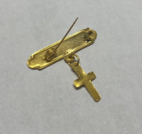 14Kt Yellow Gold "God Bless Me" with Cross Baby Pin