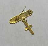 14Kt Yellow Gold "God Bless Me" with Cross Baby Pin