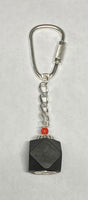 Sterling Silver Genuine Azabache Jet Our Lady of Charity "Caridad del Cobre" Curb Link Key Chain