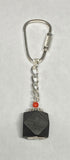 Sterling Silver Genuine Azabache Jet Our Lady of Charity "Caridad del Cobre" Curb Link Key Chain