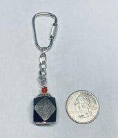 Sterling Silver Azabache Jet Saint Barbara "Santa Barbara" Key Chain