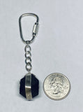 Sterling Silver Azabache Jet Our Lady of Charity & San Lazaro Medals Key Chain