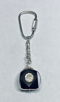 Sterling Silver Azabache Jet Our Lady of Charity & San Lazaro Medals Key Chain