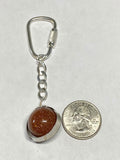 Sterling Silver 18mm Round Brown Goldstone "Venturina" Bead Spinner Charm & Curb Link Key Chain