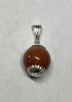 Sterling Silver 18mm Brown Goldstone "Venturina" Charm