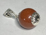 Sterling Silver 18mm Brown Goldstone "Venturina" Charm