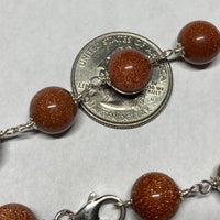 Sterling Silver 10mm Venturina Goldstone 9.5" Bracelet