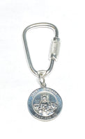 Sterling Silver 18mm Round Saint Barbara Pray For Us Medal Key Chain