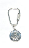 Sterling Silver 18mm Round Saint Barbara Pray For Us Medal Key Chain