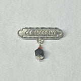 Sterling Silver God Bless Me Baby Pin with Genuine Azabache