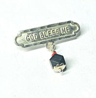 Sterling Silver God Bless Me Baby Pin with Genuine Azabache