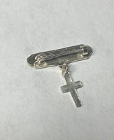 Sterling Silver God Bless Me Baby Pin with Cross