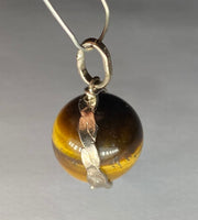 Vintage 1970's Sterling Silver 14mm Tiger's Eye Spinner Pendant