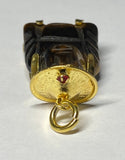 Vintage Gold Filled Tiger's Eye Buddha Pendant with Ruby Gemstone