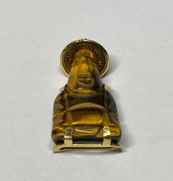 Vintage Gold Filled Tiger's Eye Buddha Pendant with Ruby Gemstone